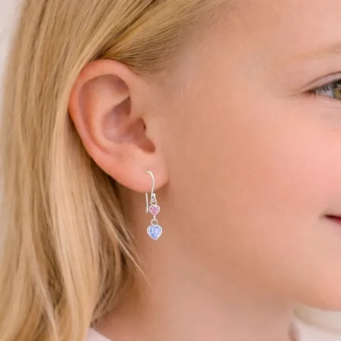 lange hjerte øreringe i sølv - Little Ones