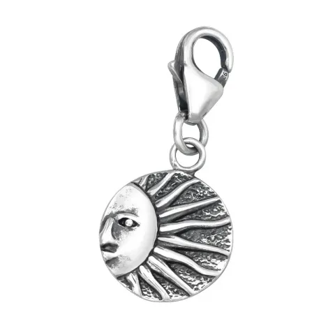 sol charm i oxideret sterlingsølv