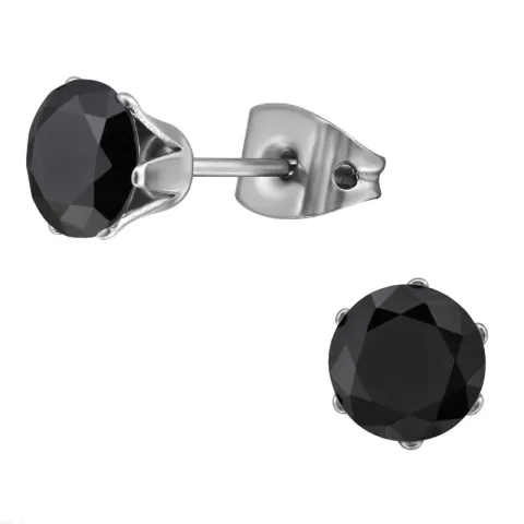 6 mm sort zirkon ørestikker i titanium