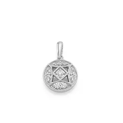 rundt diamantvedhæng i 14 karat hvidguld 0,178 ct