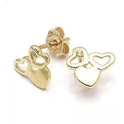 Hjerte øreringe i 8 karat guld med zirkoner