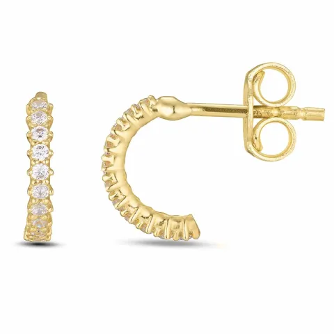 zirkon halvcreoler i 9 karat guld med zirkon - Gold Collection