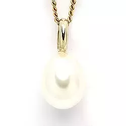 hvid perle vedhæng i 9 karat guld