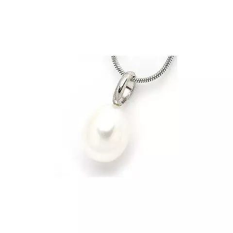 Perle vedhæng i 9 karat hvidguld