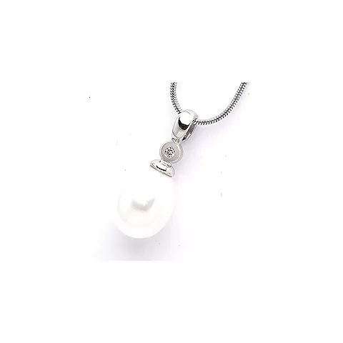 Perle vedhæng i 9 karat hvidguld 0,015 ct