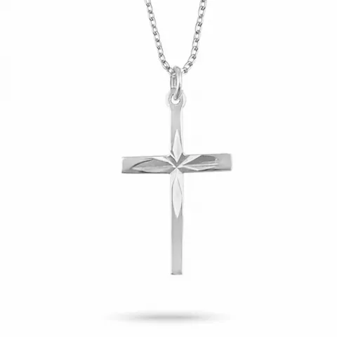 kors halskæde i sølv med vedhæng i sølv