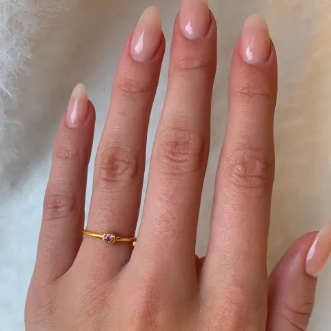 Kollektionsprøve krystal ring i forgyldt sølv