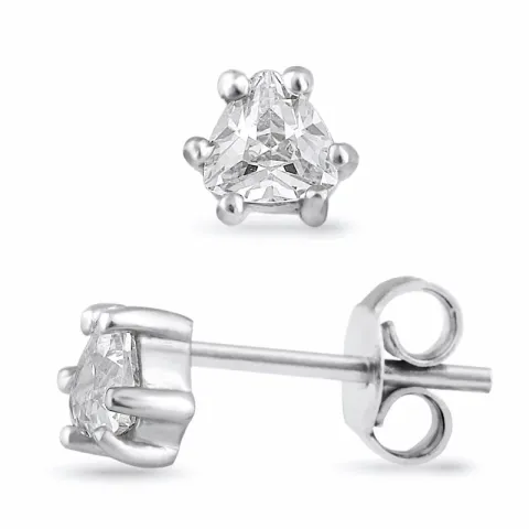 zirkon solitaireørestikker i sølv
