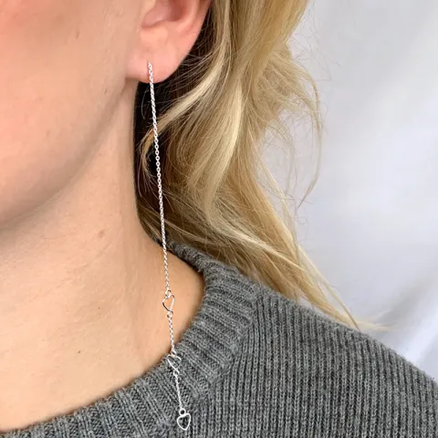 lange kæde øreringe i sølv