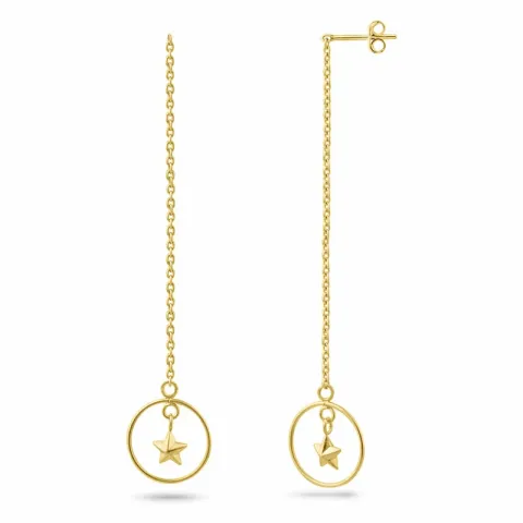 lange stjerne kæde øreringe i forgyldt sølv