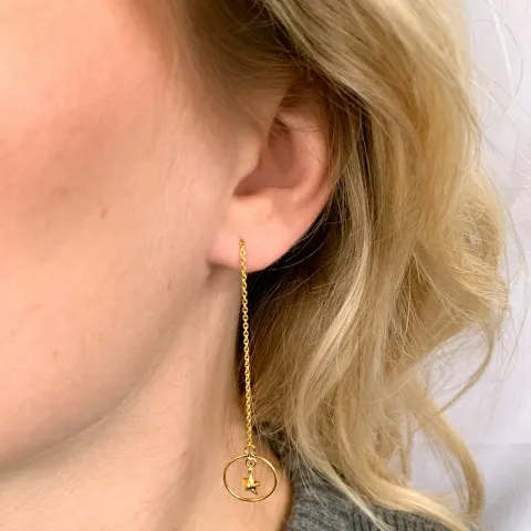 lange stjerne kæde øreringe i forgyldt sølv