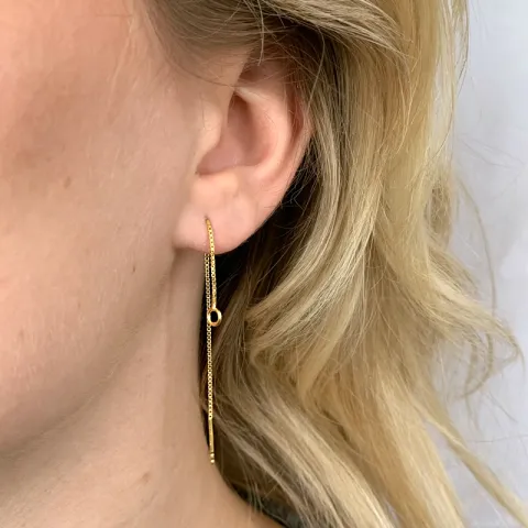 lange kæde øreringe i forgyldt sølv