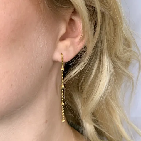 lange kæde øreringe i forgyldt sølv