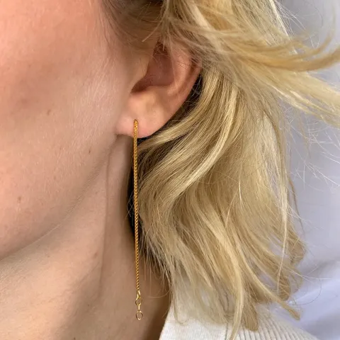lange kæde øreringe i forgyldt sølv