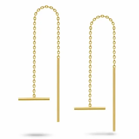 lange kæde øreringe i forgyldt sølv