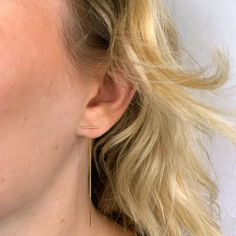 lange kæde øreringe i forgyldt sølv