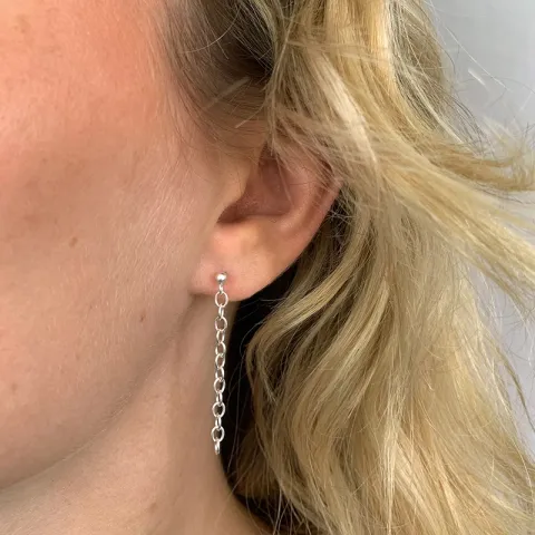 lange kæde øreringe i sølv