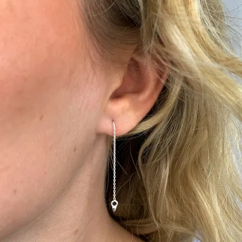 lange kæde øreringe i sølv