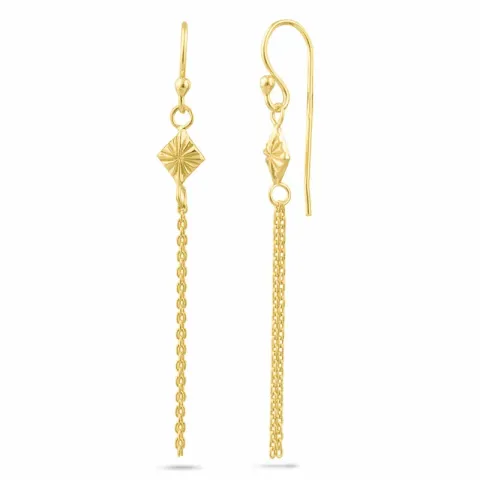 lange kæde øreringe i forgyldt sølv