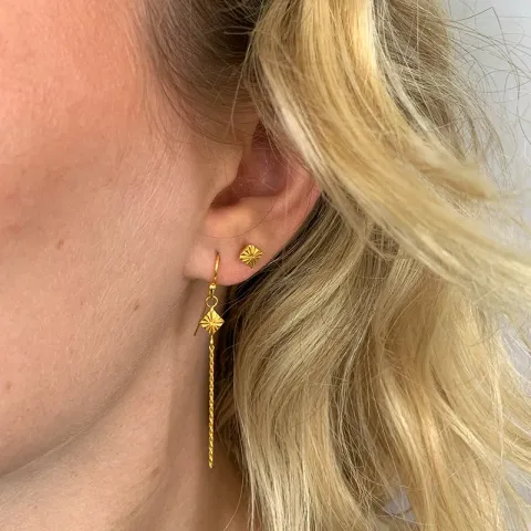 lange kæde øreringe i forgyldt sølv