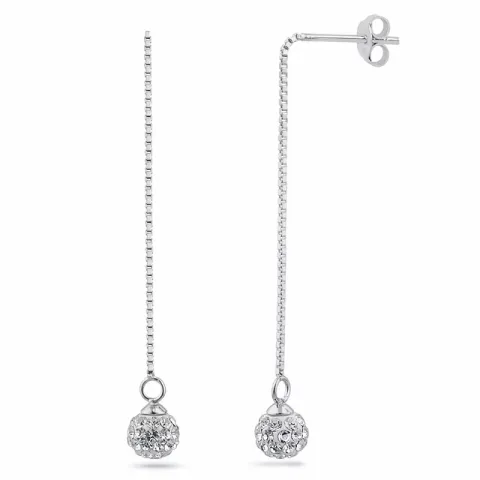 lange krystal kæde øreringe i sølv