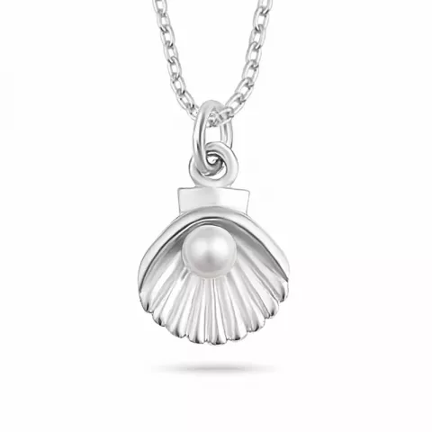 musling perle halskæde i sølv