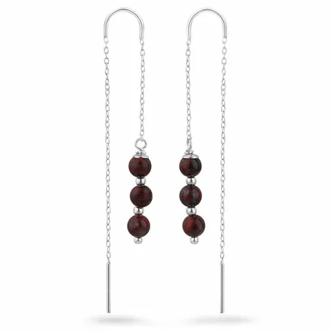 rød jasper kæde øreringe i sølv - Loom Stones