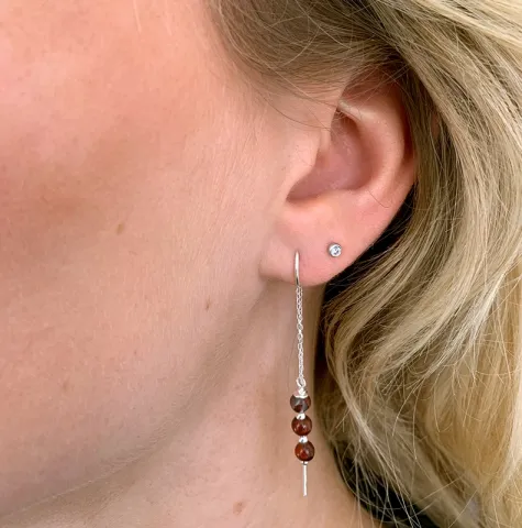 rød jasper kæde øreringe i sølv - Loom Stones