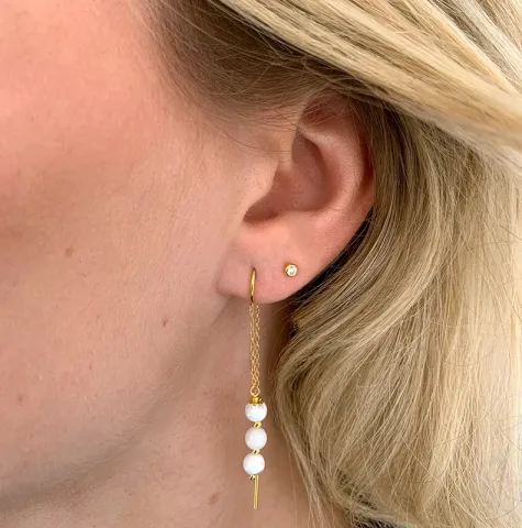 howlite kæde øreringe i forgyldt sølv