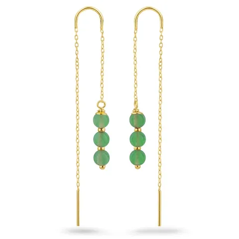 jadesten kæde øreringe i forgyldt sølv - Loom Stones