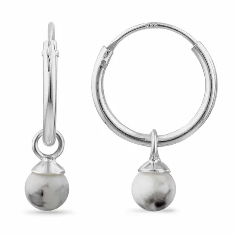 12 mm howlite creoler i sølv