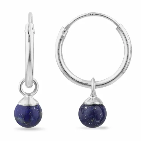 12 mm lapis lazuli creoler i sølv