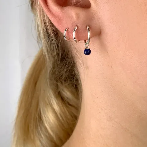 12 mm lapis lazuli creoler i sølv