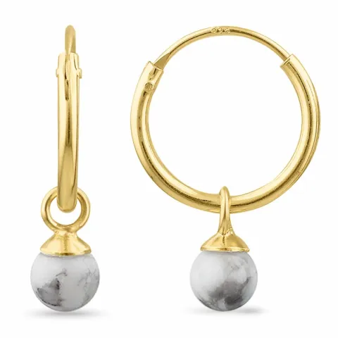 12 mm howlite creoler i forgyldt sølv