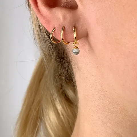 12 mm howlite creoler i forgyldt sølv