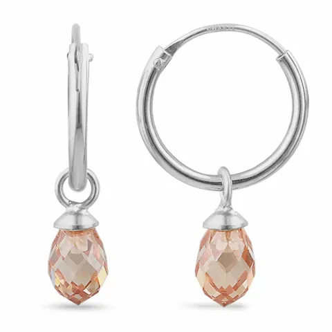 12 mm champagnefarvet zirkon creoler i sølv