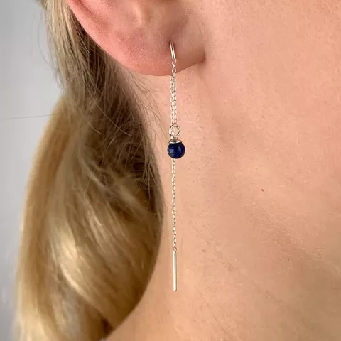 lapis lazuli kæde øreringe i sølv