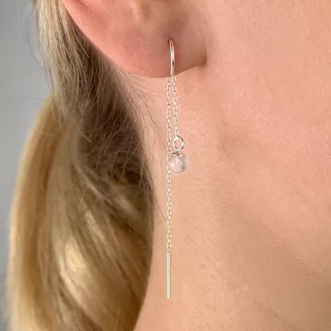 rosa kvarts kæde øreringe i sølv