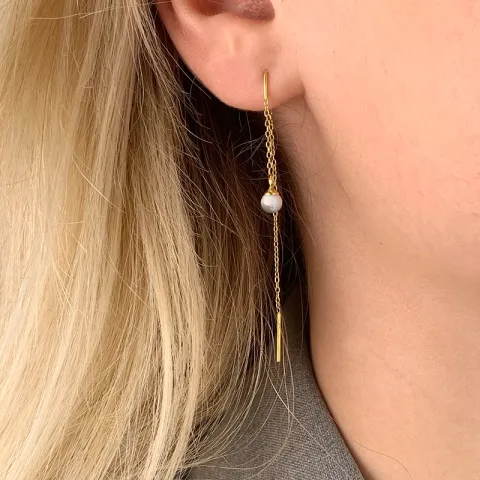 howlite kæde øreringe i forgyldt sølv