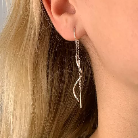 lange kæde øreringe i sølv