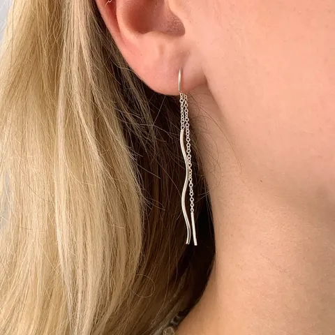 lange kæde øreringe i sølv