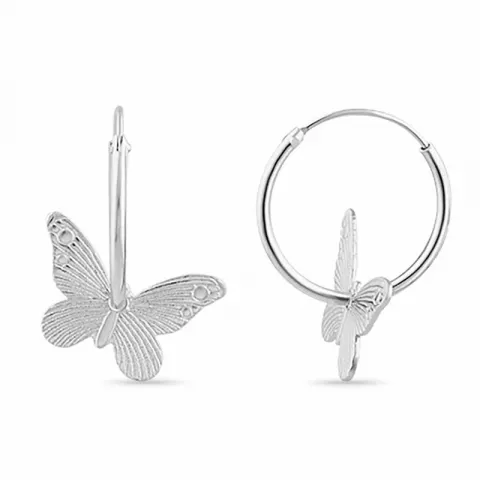 16 mm sommerfugle med fejl creoler i sølv