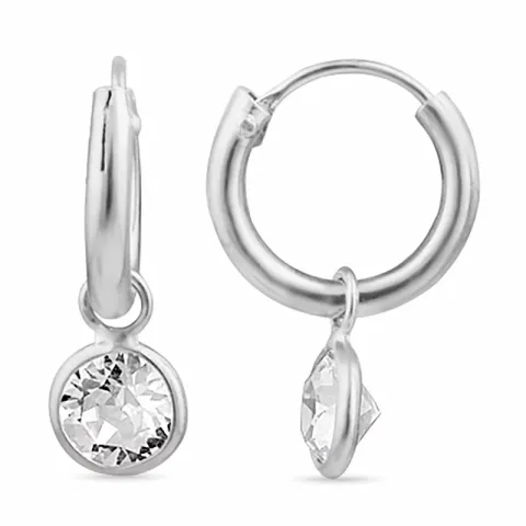12 mm zirkon creoler i sølv