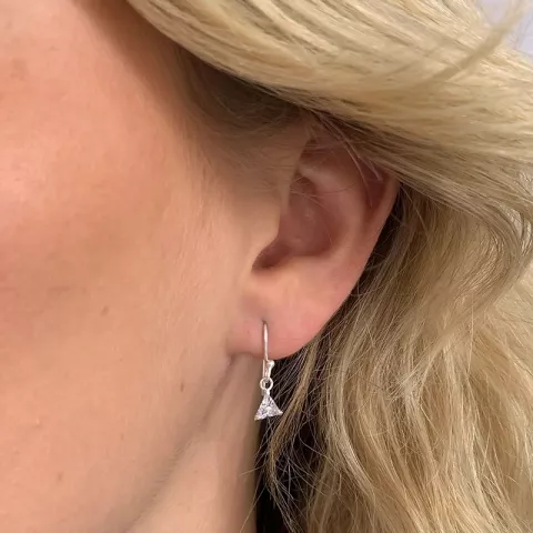 Lange trekantet zirkon øreringe i sølv