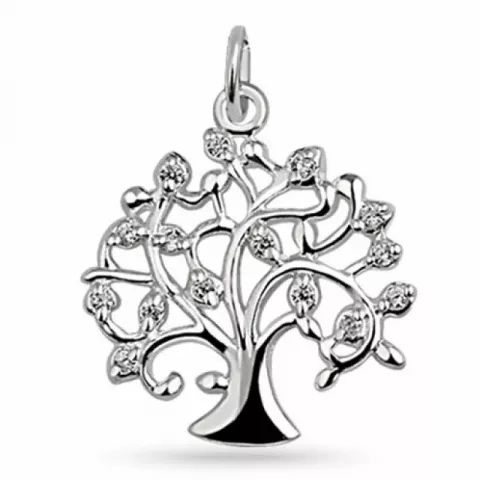 livets træ zirkon vedhæng i sølv