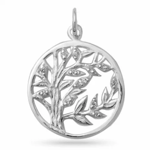 livets træ zirkon vedhæng i sølv
