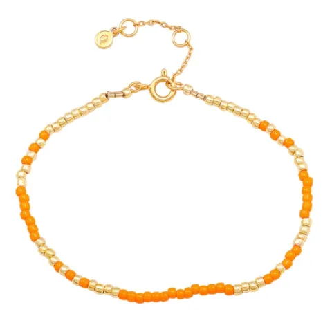 Hultquist Orange Mila orange perle armbånd i forgyldt sølv