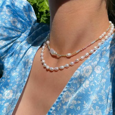 Hultquist perle halskæde i forgyldt sølv