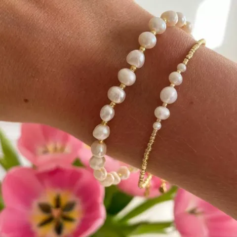 Hultquist Keyla perle armbånd i forgyldt sølv