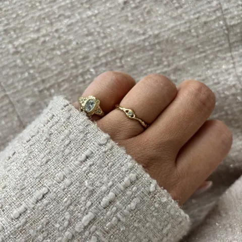 Nava Osiris justerbar ring i forgyldt sølv hvid zirkon